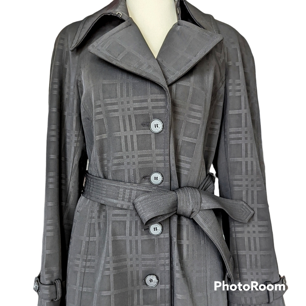 Hilary Radley Black Heavy-Weight Trench Coat Size SP - Picture 7 of 8
